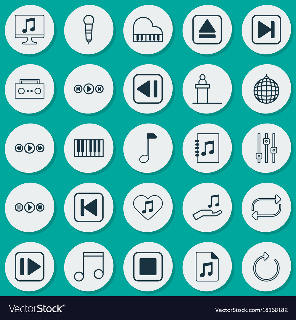 Music icons set collection of display document