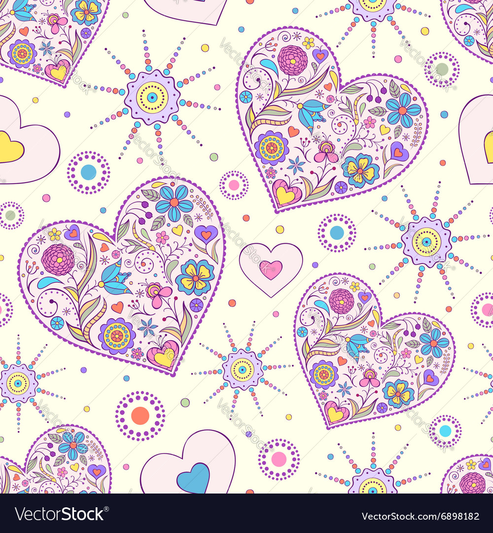 Seamless pattern with abstract hearts