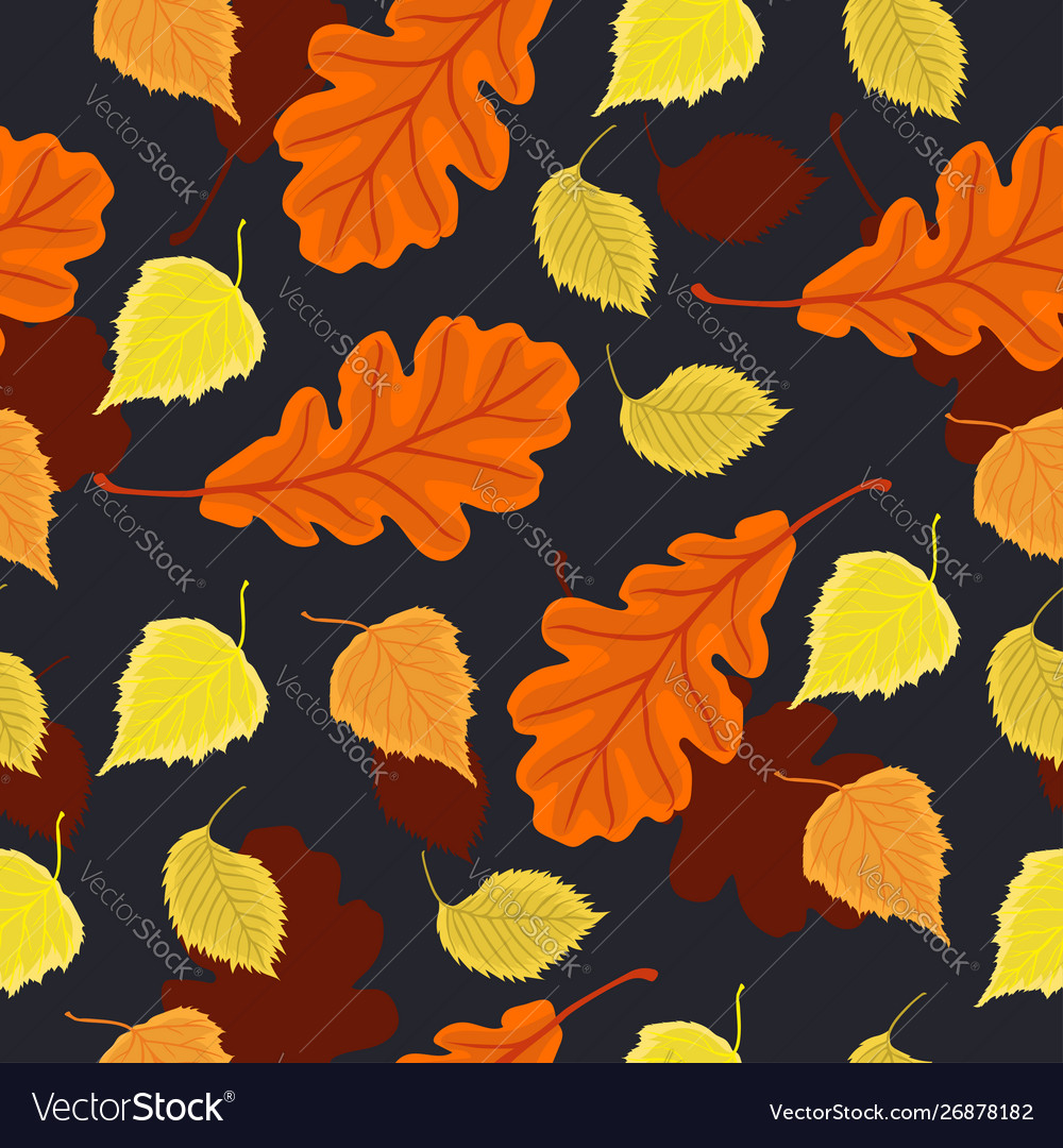 Seamless pattern with autumn leaves graphics