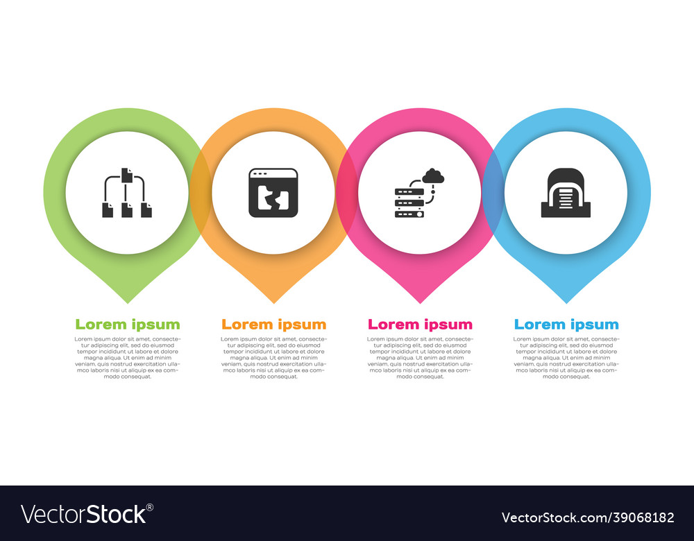 Set folder tree broken file network cloud vector image Set folder tree broken file network cloud