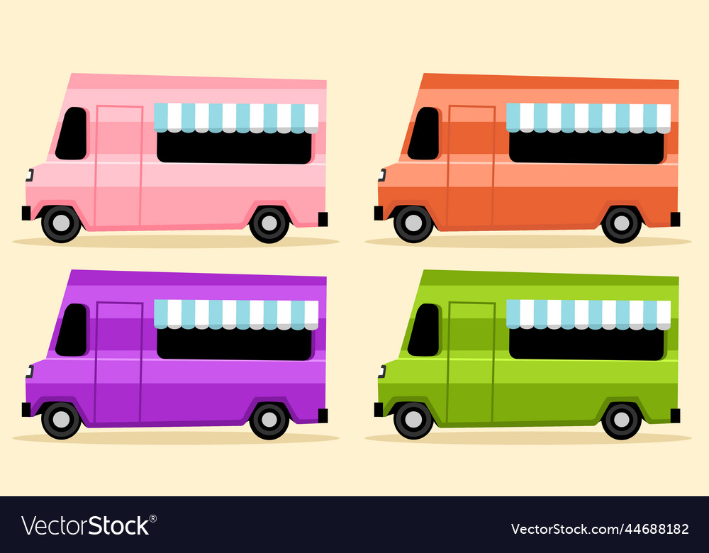 Street food van in flat design truck Royalty Free Vector