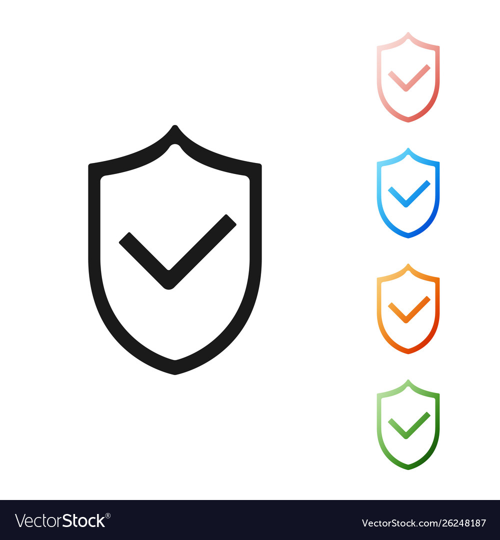 Black shield with check mark icon isolated vector image Black shield with check mark icon isolated