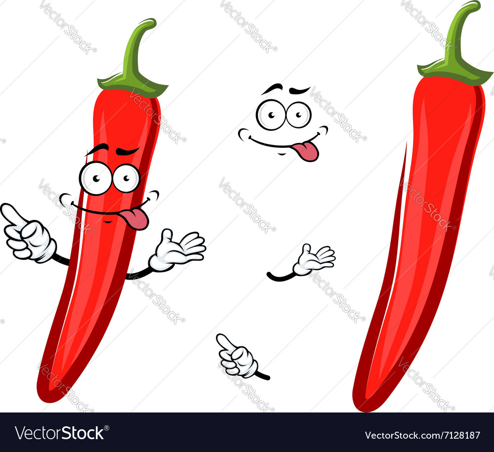 Cartoon red chilli pepper vegetable Royalty Free Vector