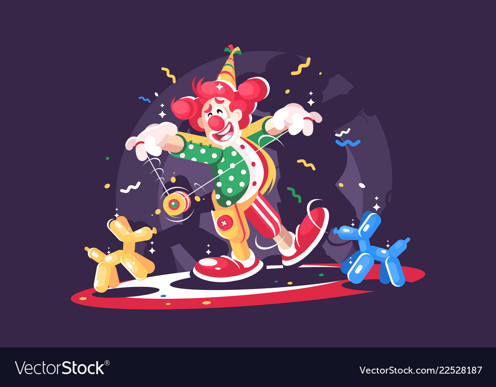 Circus show with cute clown and balloon animals Vector Image Circus show with cute clown and balloon animals Vector Image