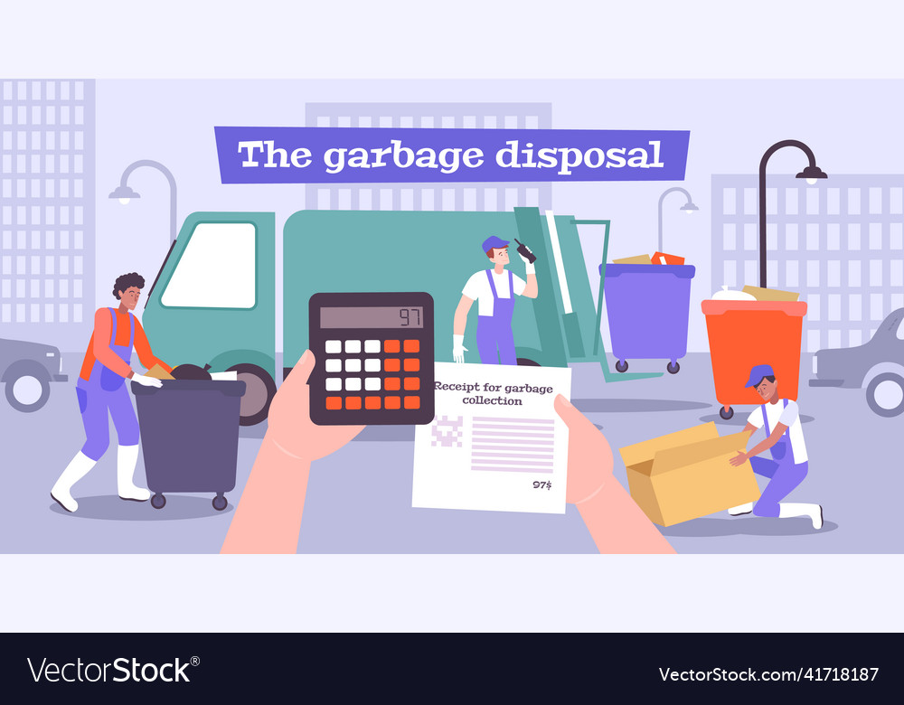 Garbage disposal payment composition Royalty Free Vector