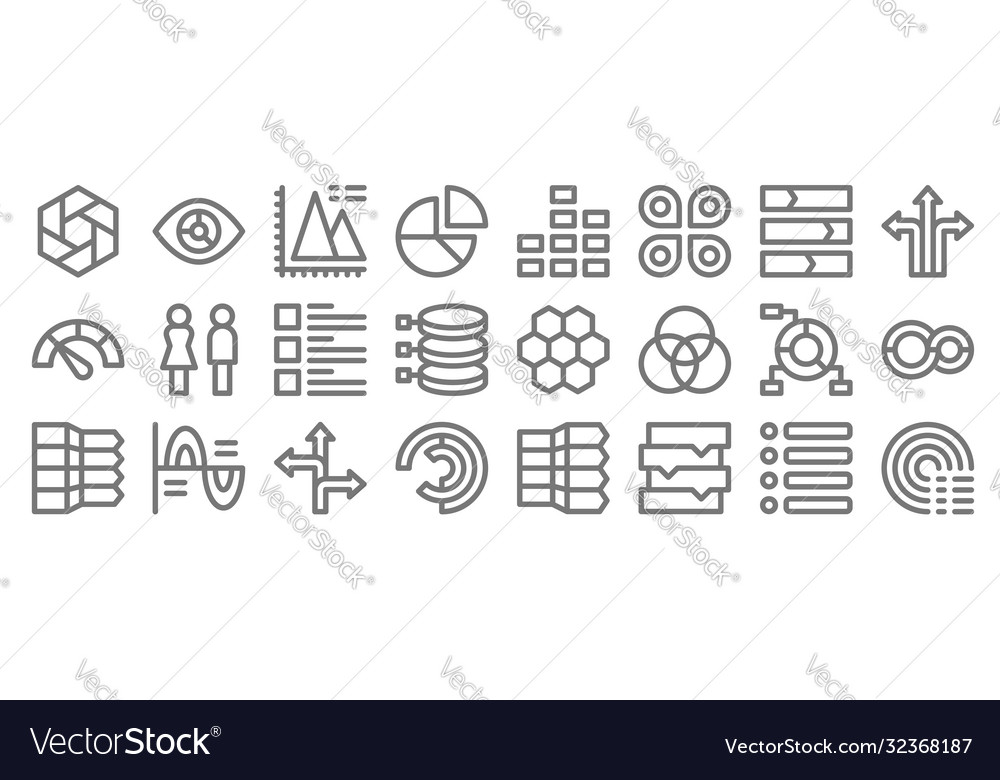 Infographic elements line icons linear set vector image Infographic elements line icons linear set