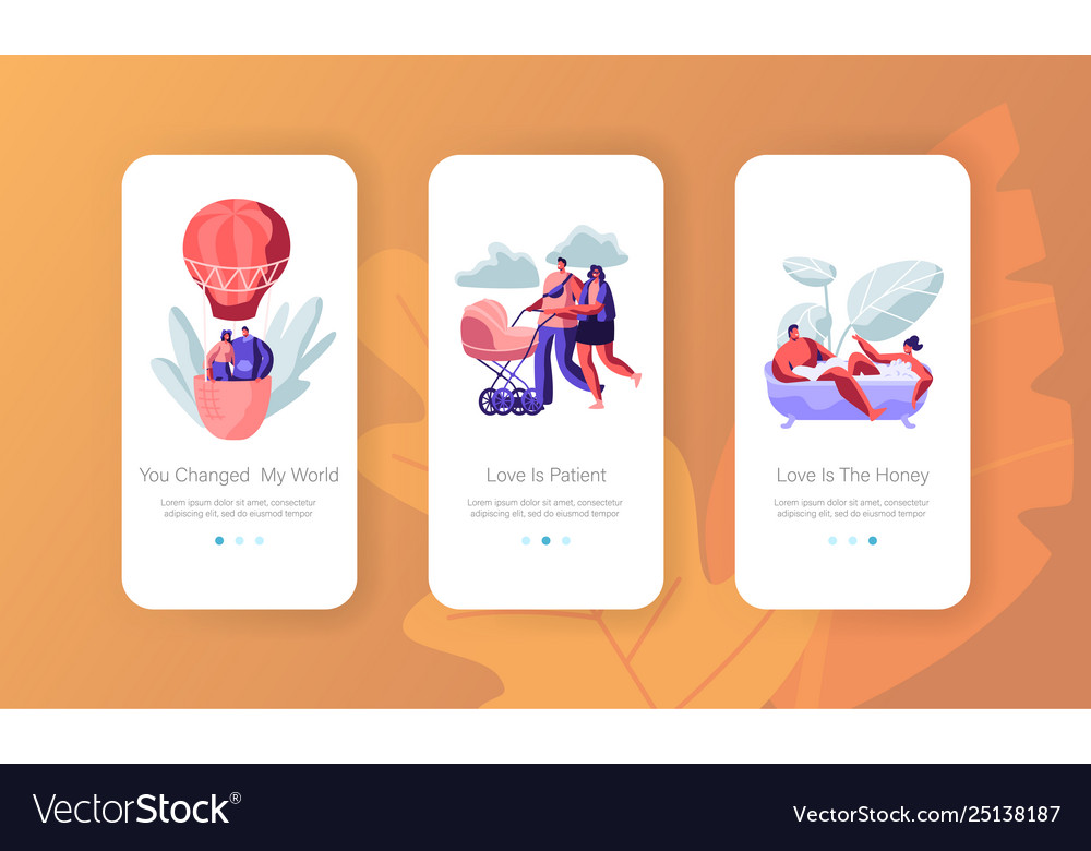 Love relation concept for mobile app page