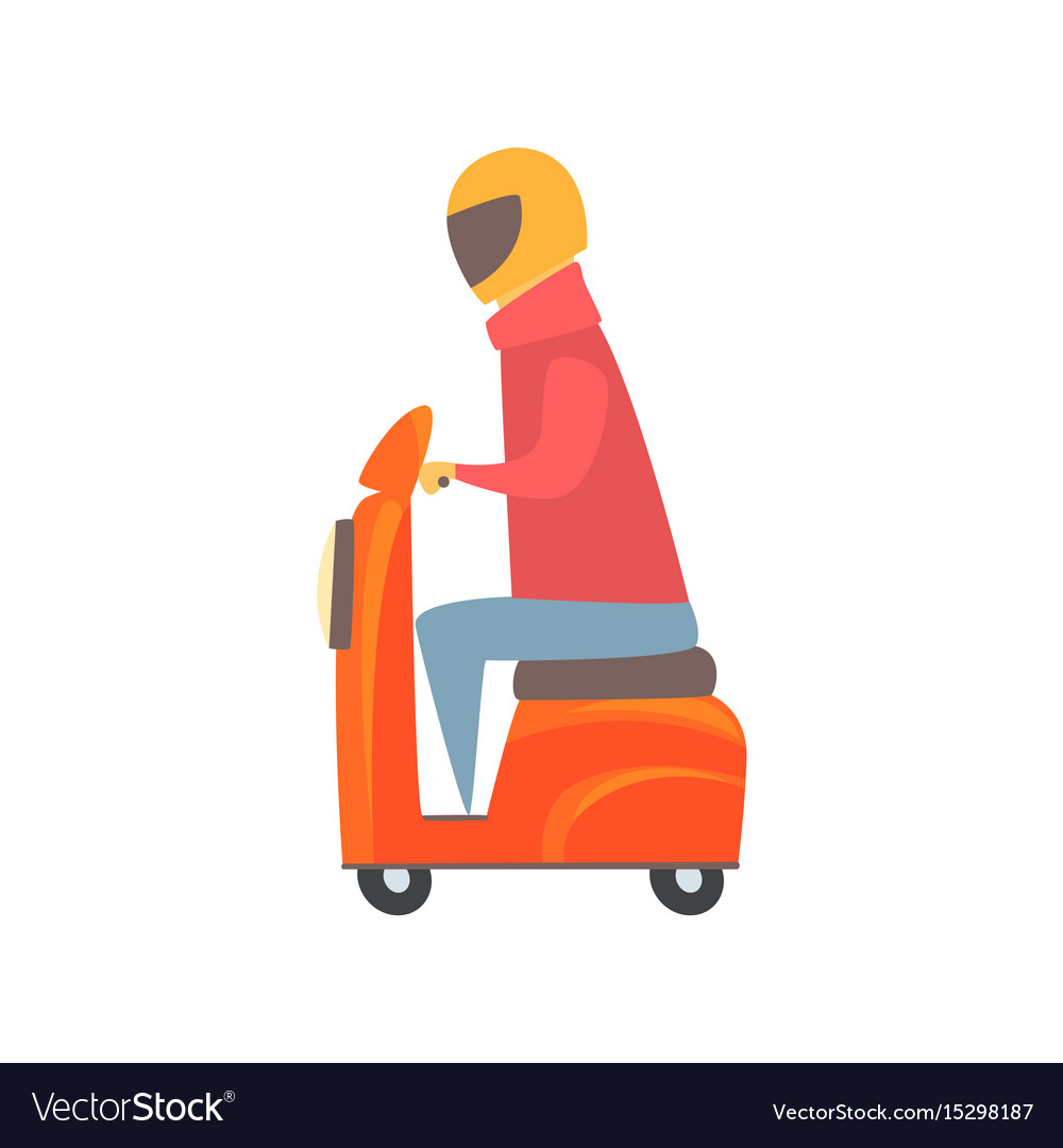 Man riding orange motorbike cartoon Royalty Free Vector Man riding orange motorbike cartoon Royalty Free Vector