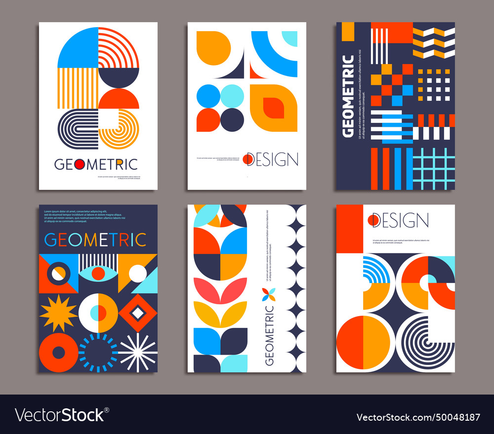 Modern abstract geometric pattern posters set Vector Image Modern abstract geometric pattern posters set