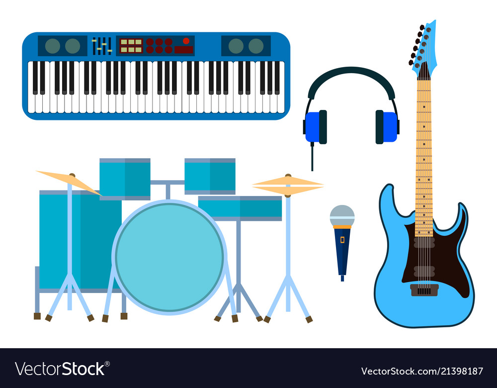 set-of-modern-flat-design-musical-instruments-vector-image