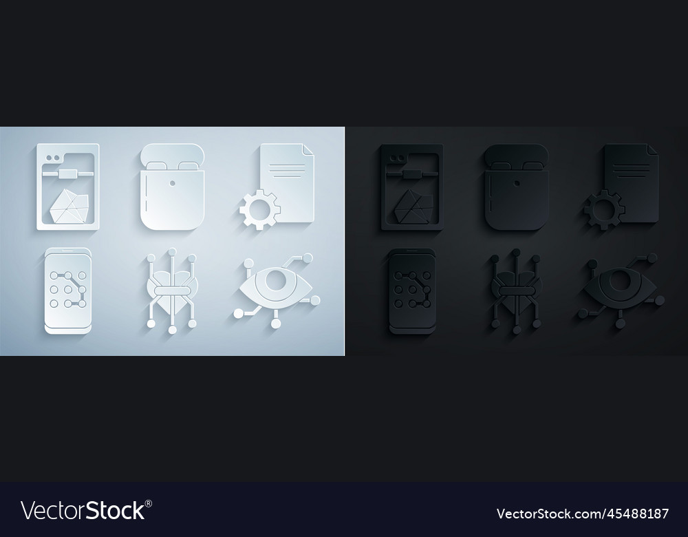 Set processor file document mobile and graphic vector image Set processor file document mobile and graphic