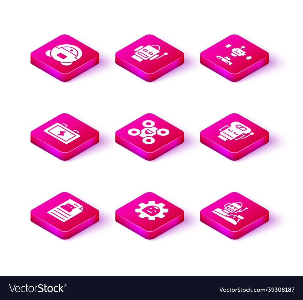 Set technical specification robot battery drone vector image Set technical specification robot battery drone
