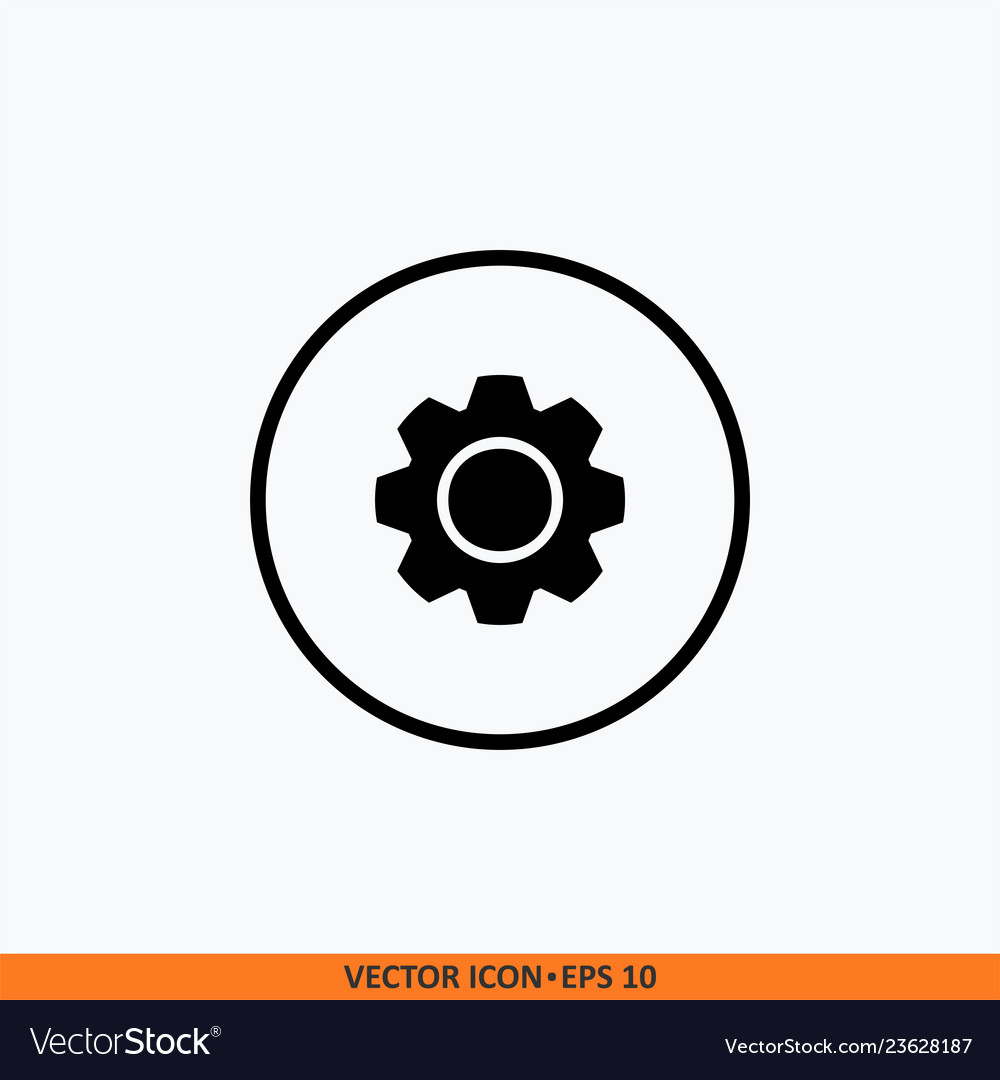 Setting gear icon round button vector image Setting gear icon round button