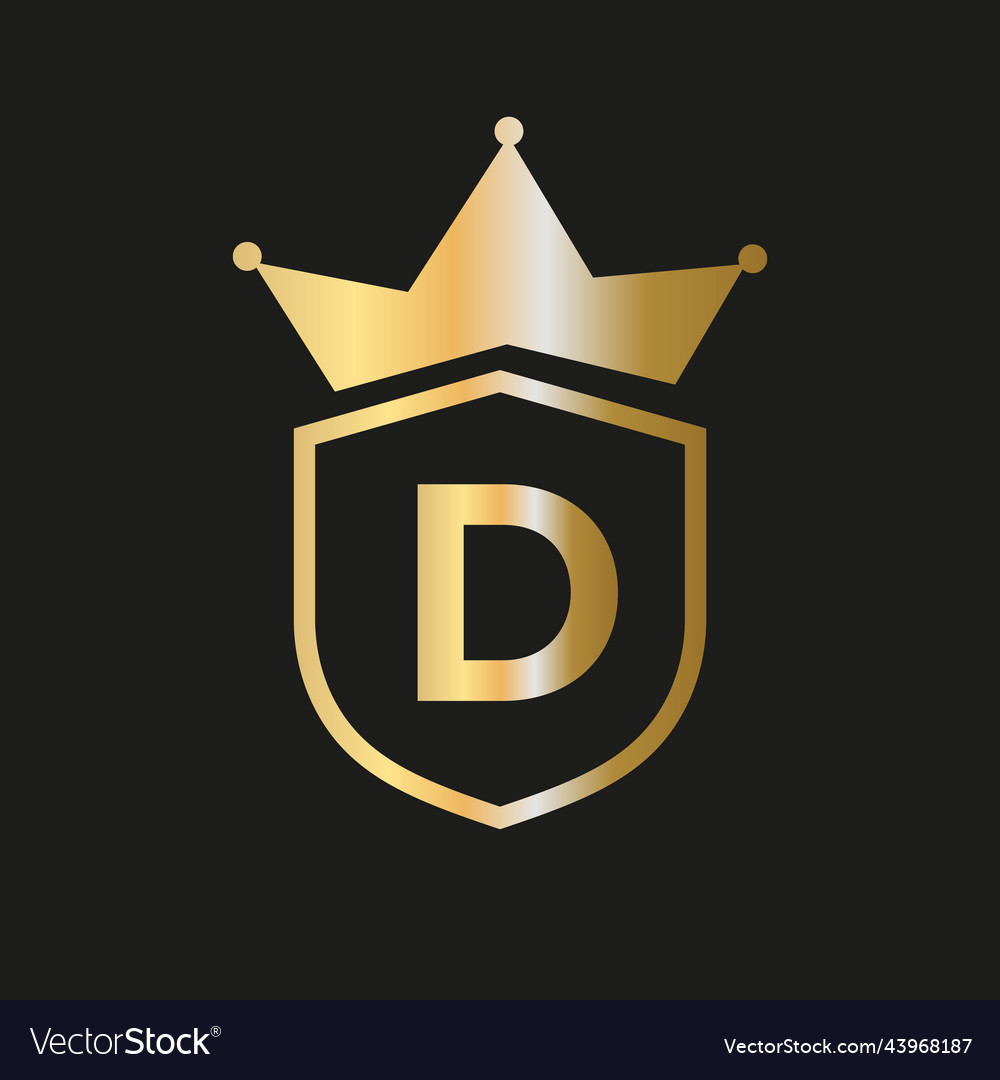 Shield crown logo on letter d symbol with elegant