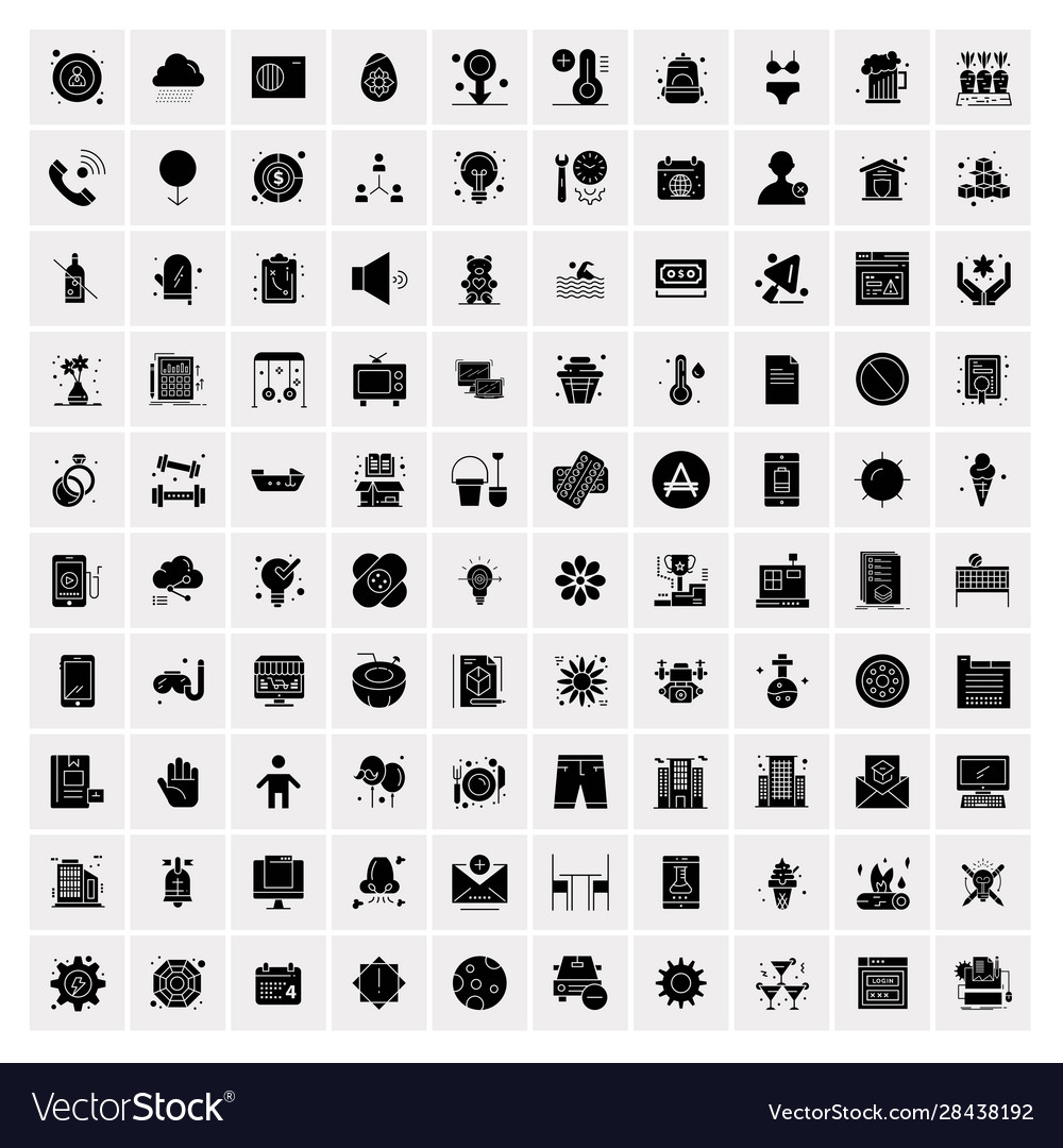100 solid business icons for web and print