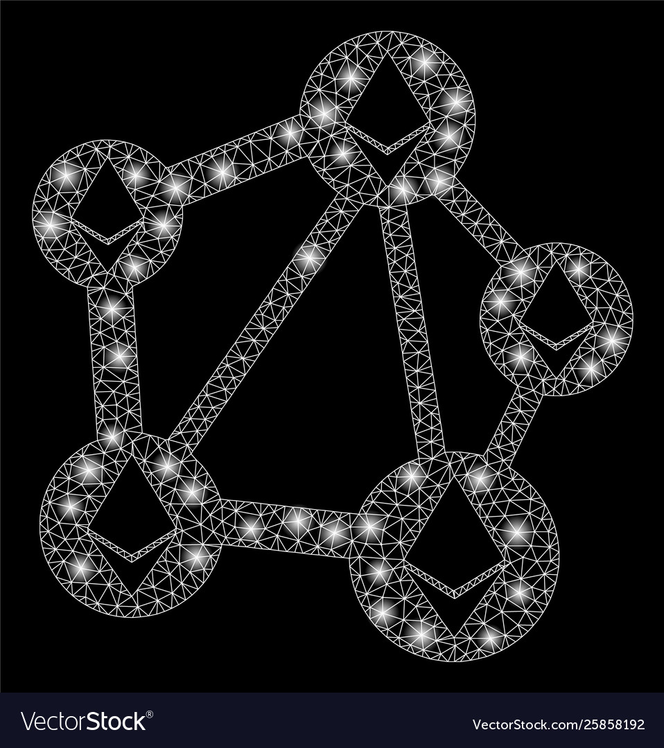 Bright mesh network ethereum with flash vector image Bright mesh network ethereum with flash