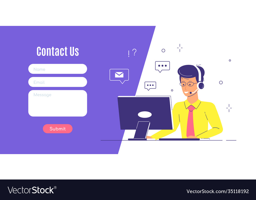 Contact us web page design template in flat style Vector Image