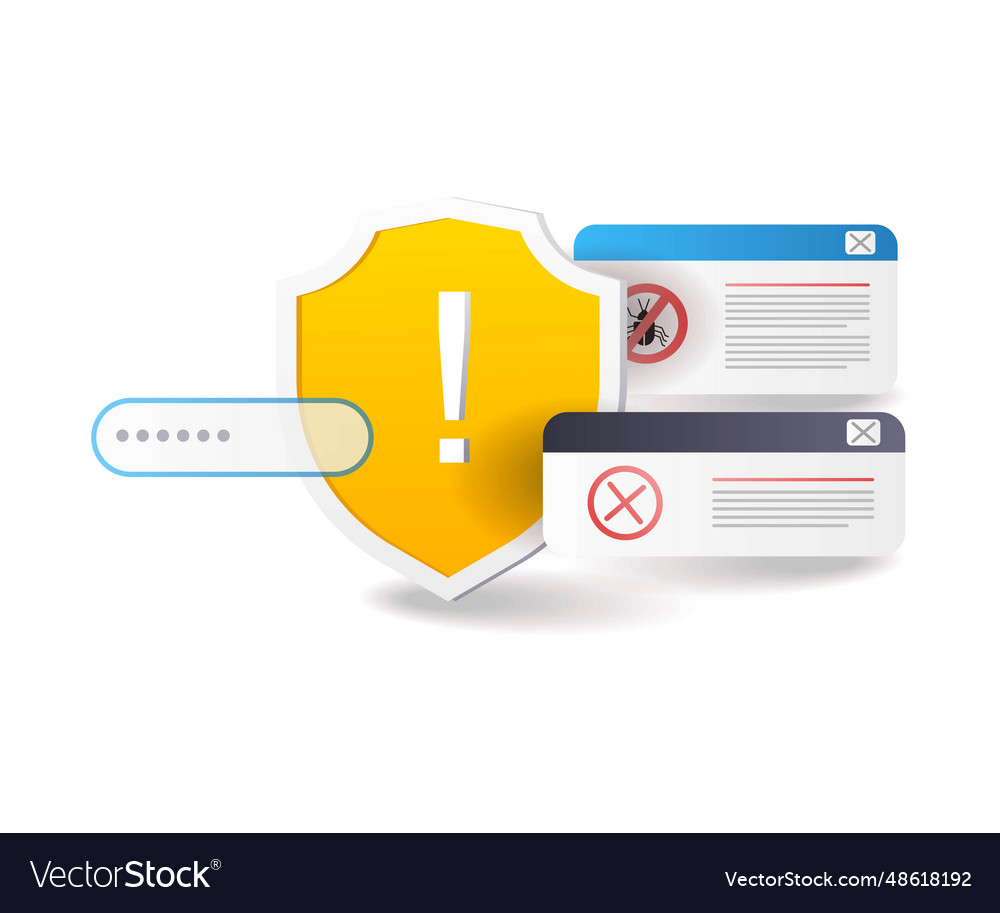 Data security warning window vector image Data security warning window
