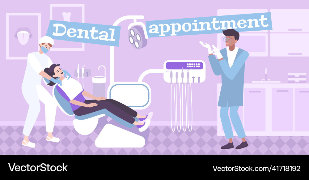 Dental appointment flat composition Royalty Free Vector