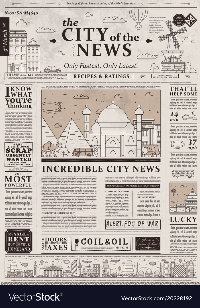 Old Fashioned Newspaper Template from cdn3.vectorstock.com