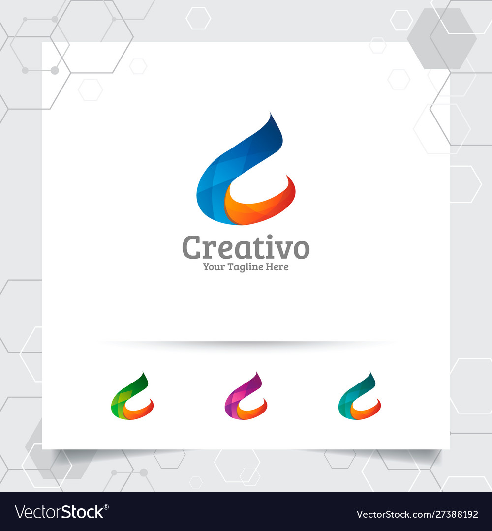 Digital logo design letter c concept with modern