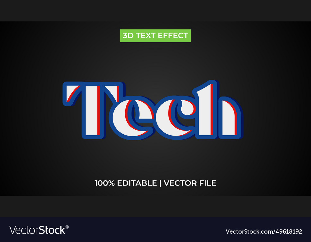 Editable tech text effect 3d template style Vector Image