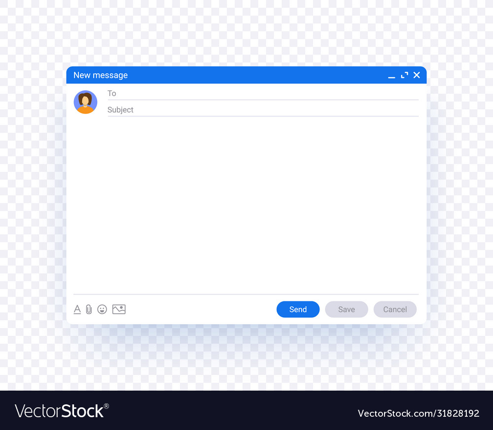 Email window template new message interface Vector Image