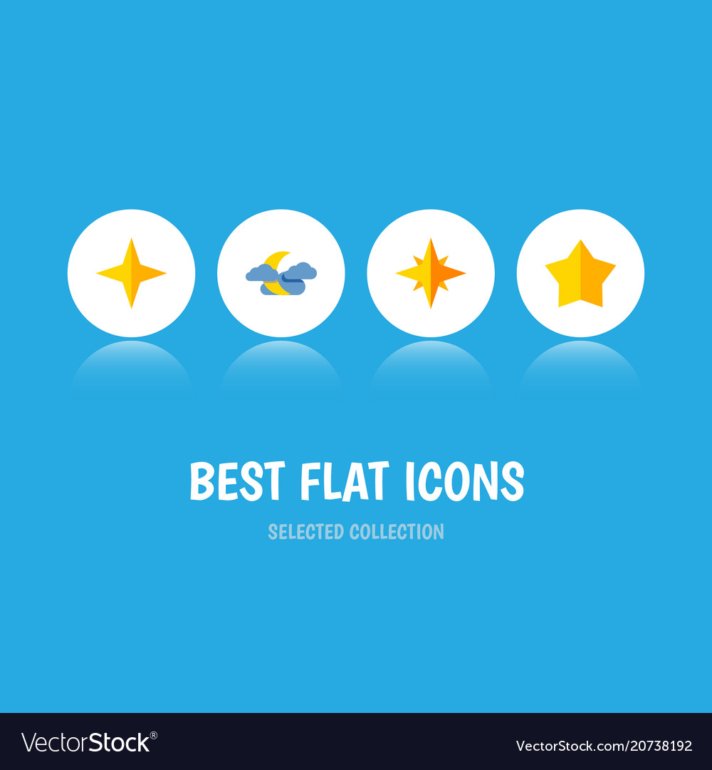 Icon flat midnight set of starlet asterisk night