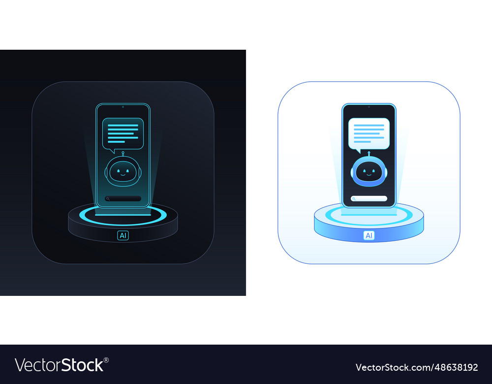 Mobile chatbot app ai assistant for idea search vector image Mobile chatbot app ai assistant for idea search