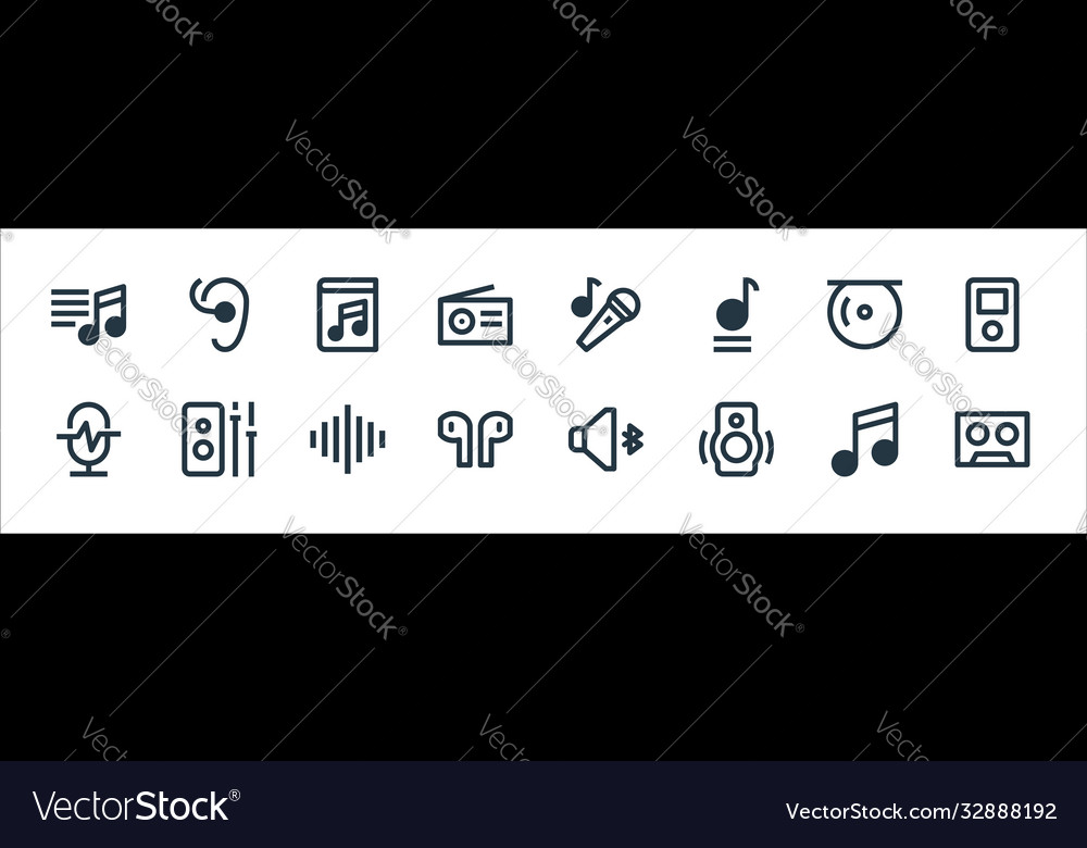 Music player interface line icons linear set vector image Music player interface line icons linear set
