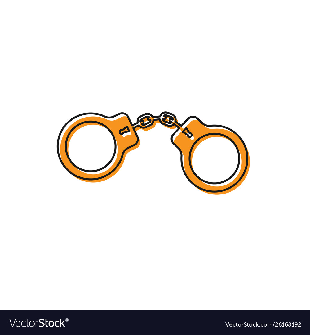 Orange handcuffs icon isolated on white background