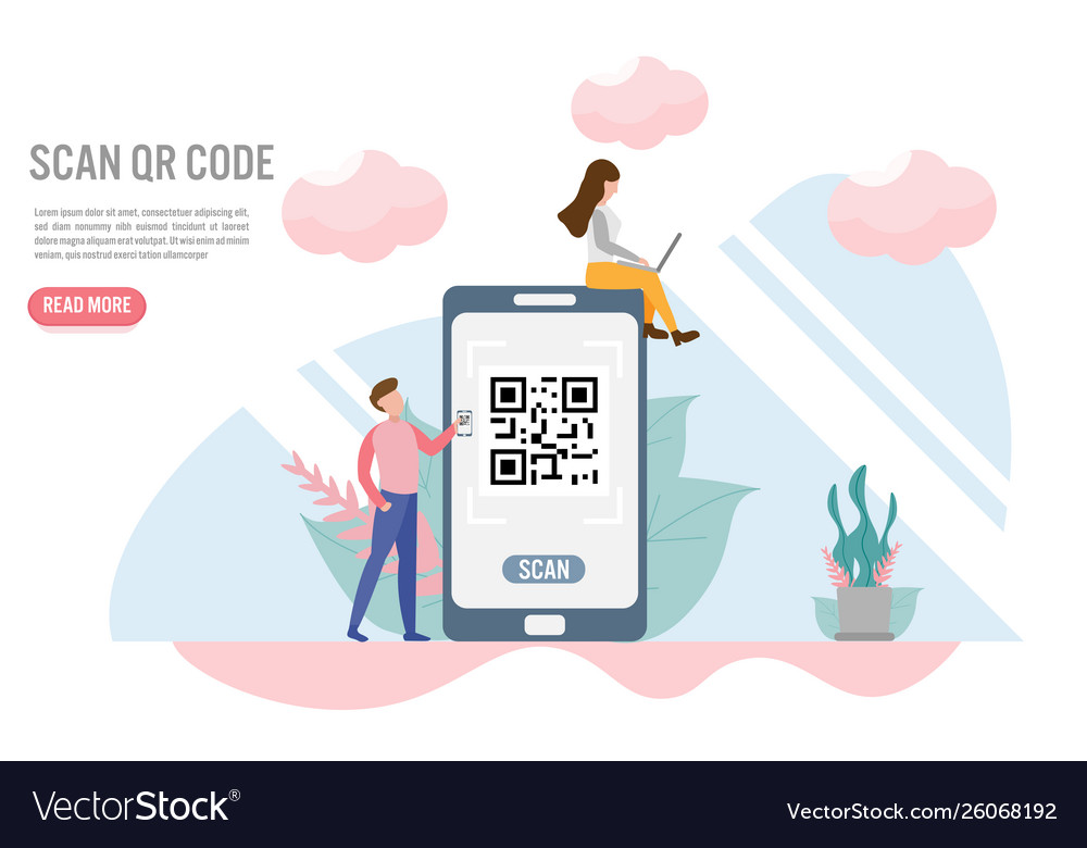 Qr-Code-Zahlungskonzepte scannen vector image Qr-Code-Zahlungskonzepte scannen
