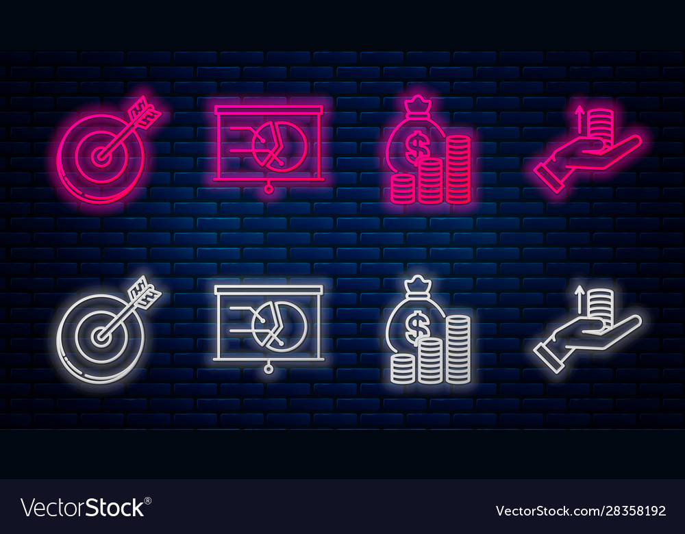 Set line board with graph chart money bag Vector Image