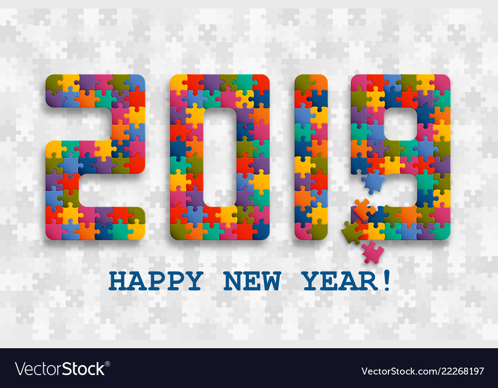 2019 jigsaw puzzle background with many colorful vector image 2019 jigsaw puzzle background with many colorful