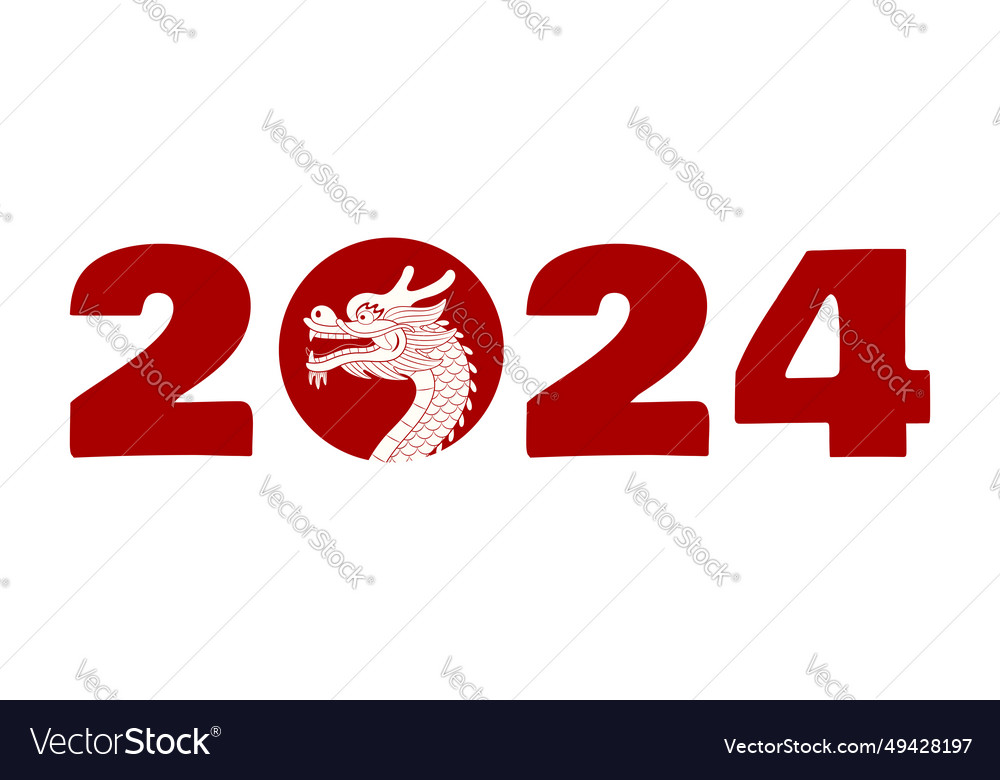 2024 new year typography with chinese dragon Vector Image