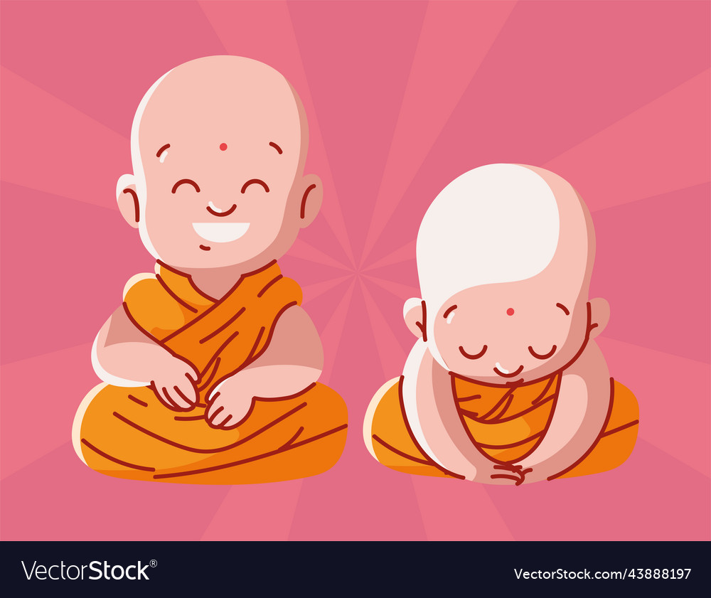 Buddhist Monks Sitting Royalty Free Vector Image 0650