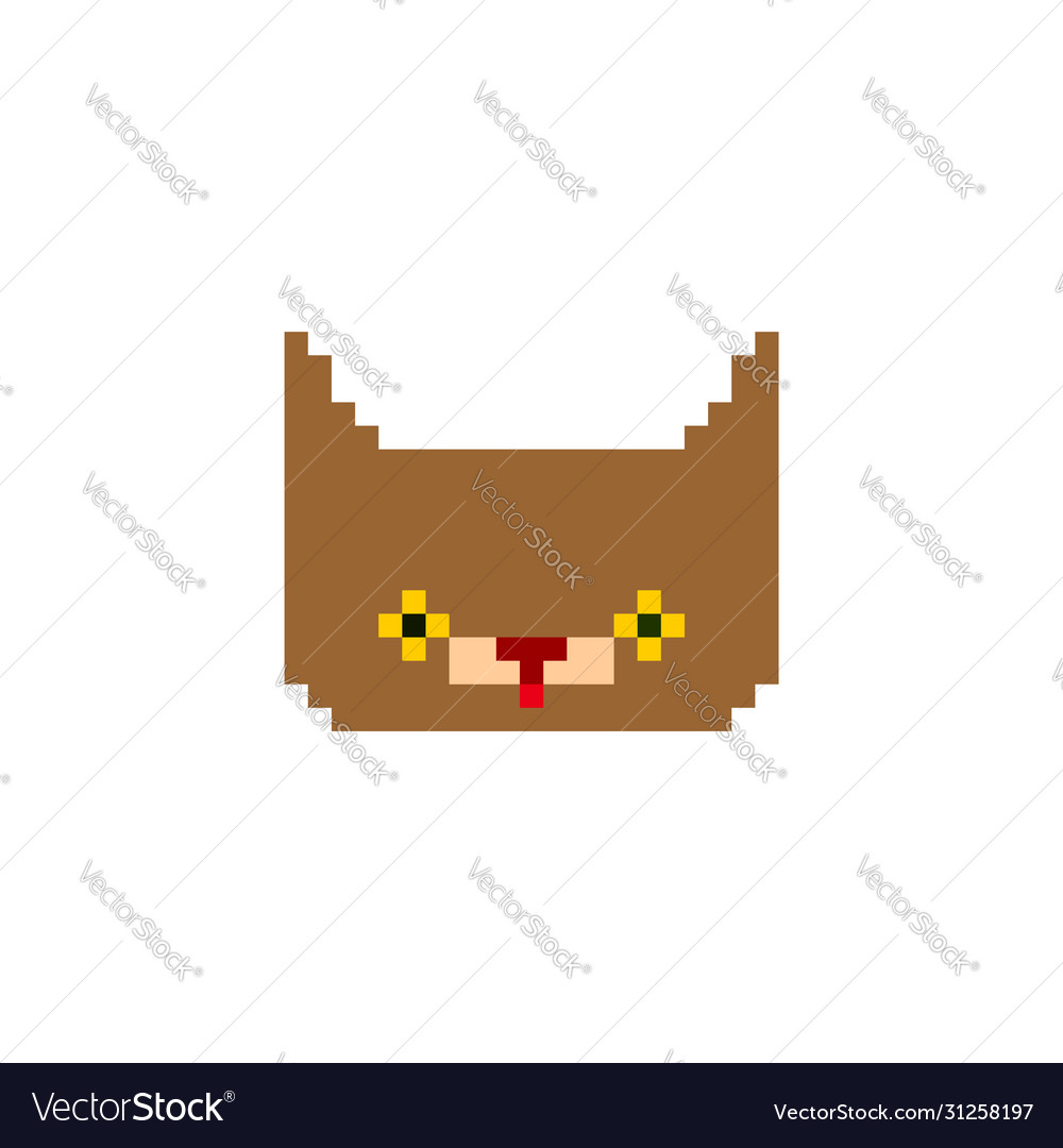 Cat face pixel art pet head pixelated old game Vector Image