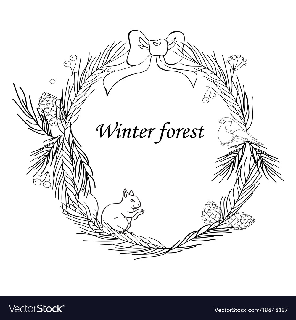 Christmas frame with forest