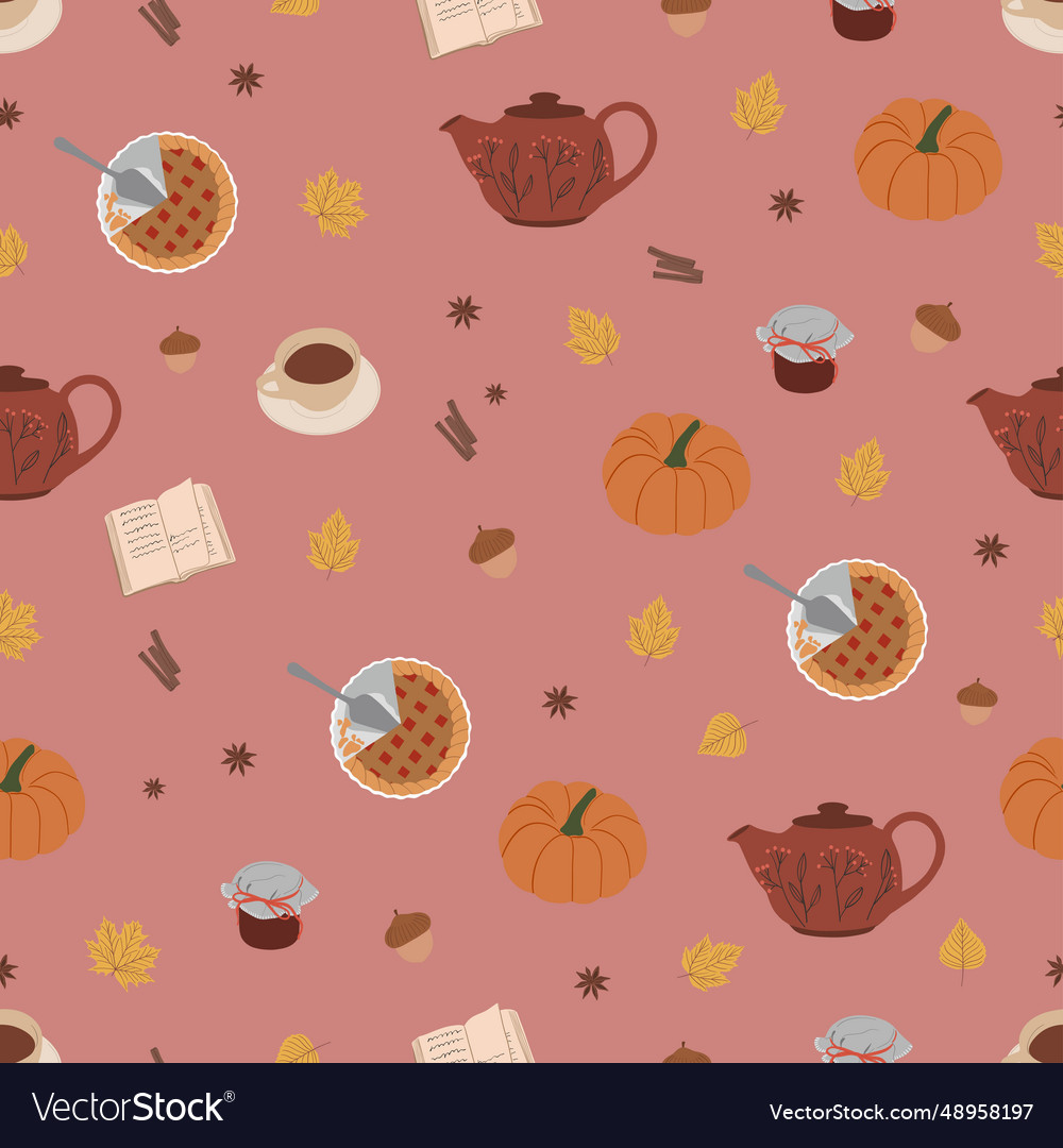 Gemütlicher Herbststil nahtloses Muster vector image Gemütlicher Herbststil nahtloses Muster