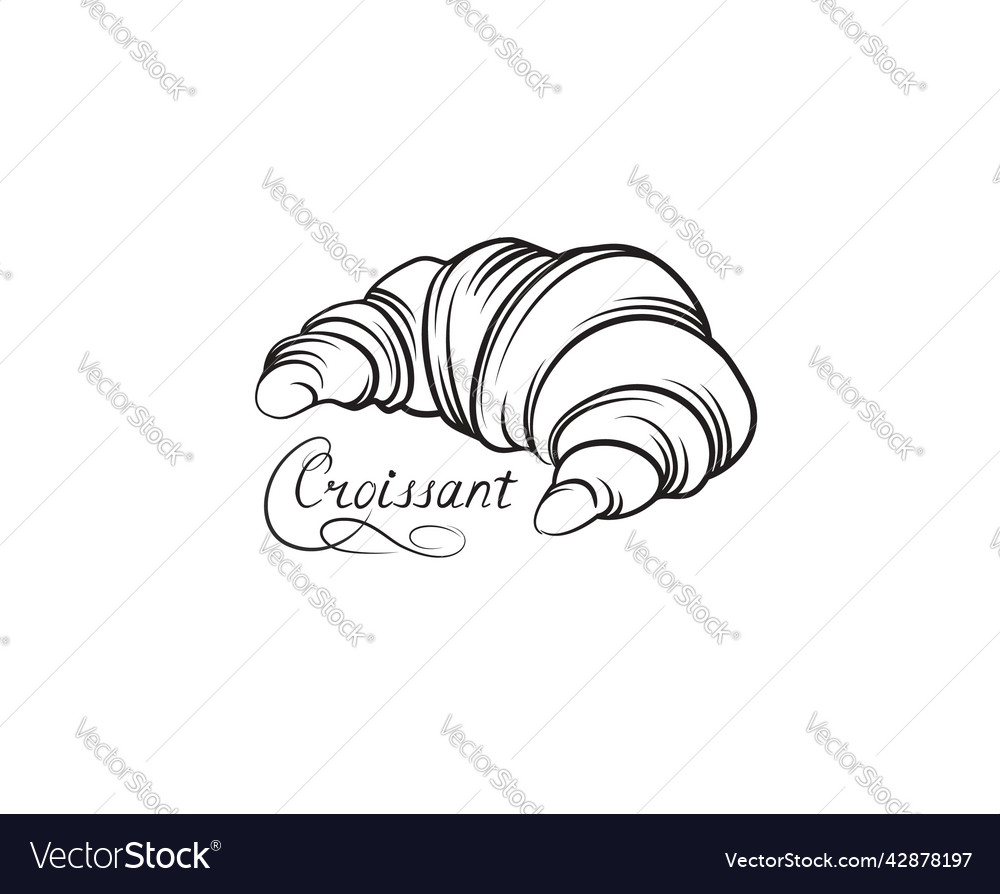 Croissant french food icon set bakery hand Vector Image