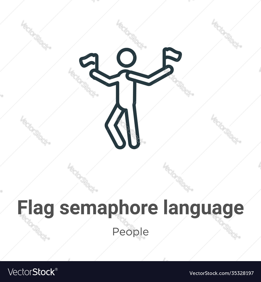 Flag semaphore language outline icon thin line