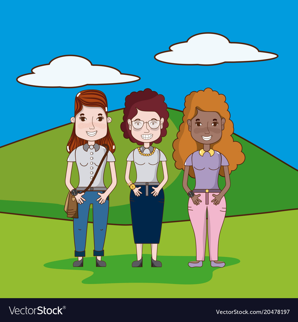Funny friends at park Royalty Free Vector Image Funny friends at park Royalty Free Vector Image