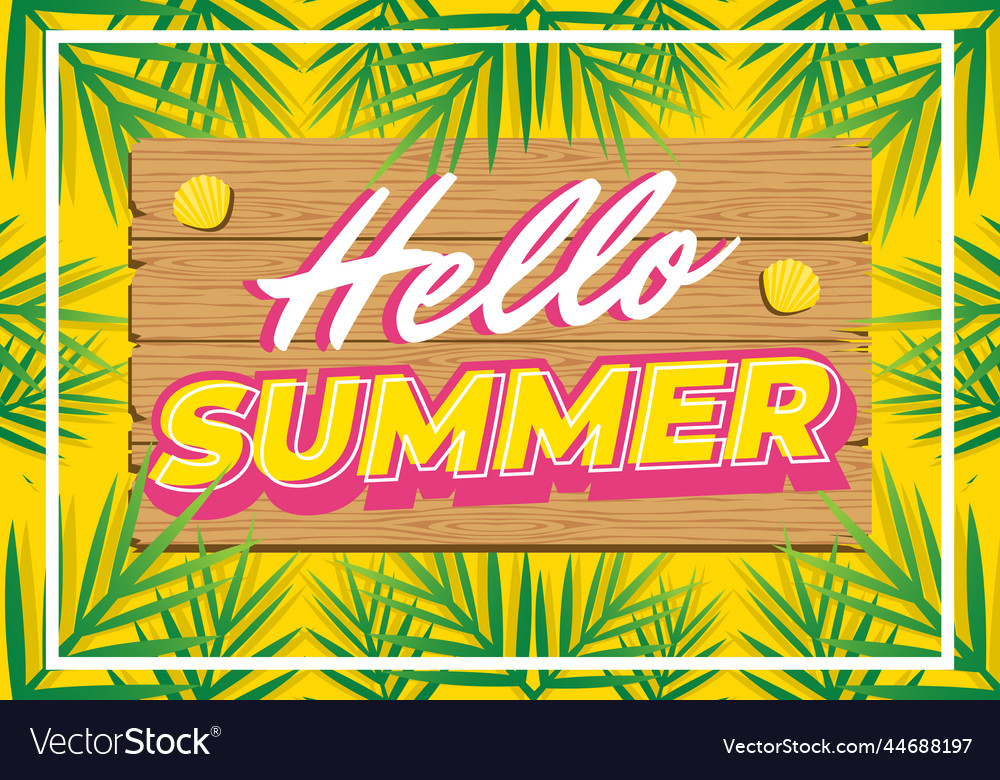 Hello summer holiday party beach template summer Vector Image