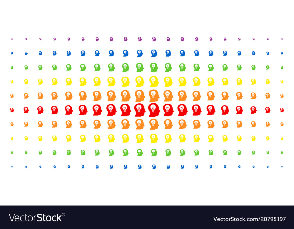 Intellect bulb spectrum halftone effect vector image Intellect bulb spectrum halftone effect