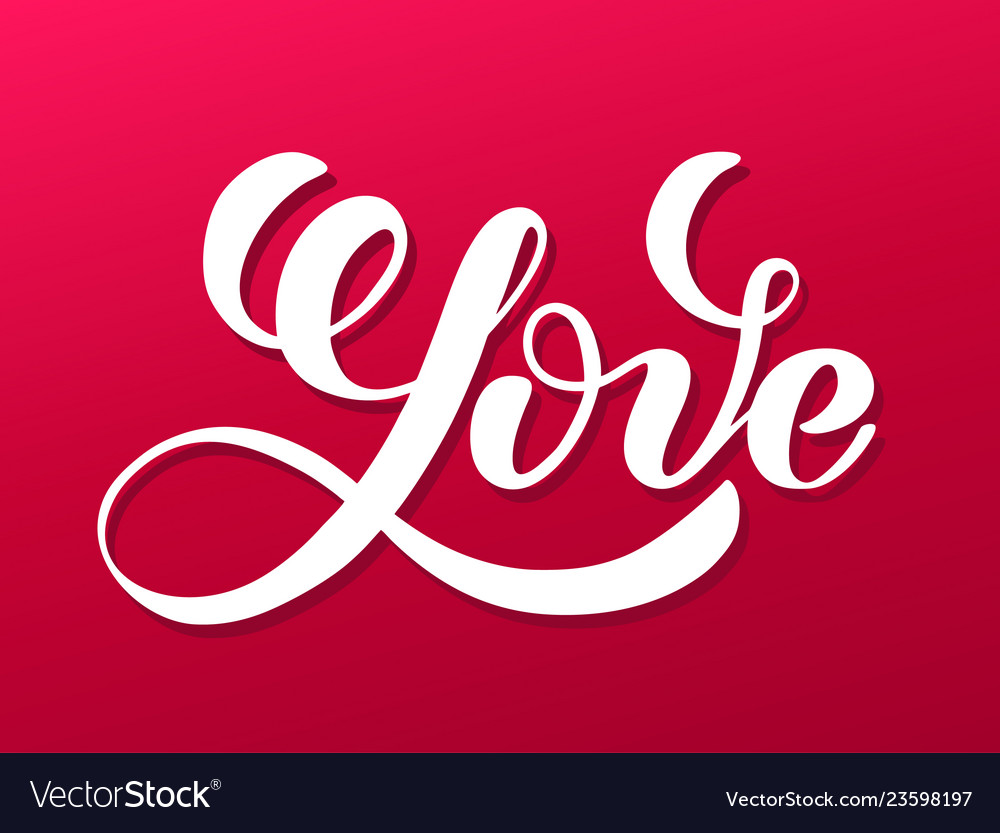 Love you hand written lettering romantic Vector Image