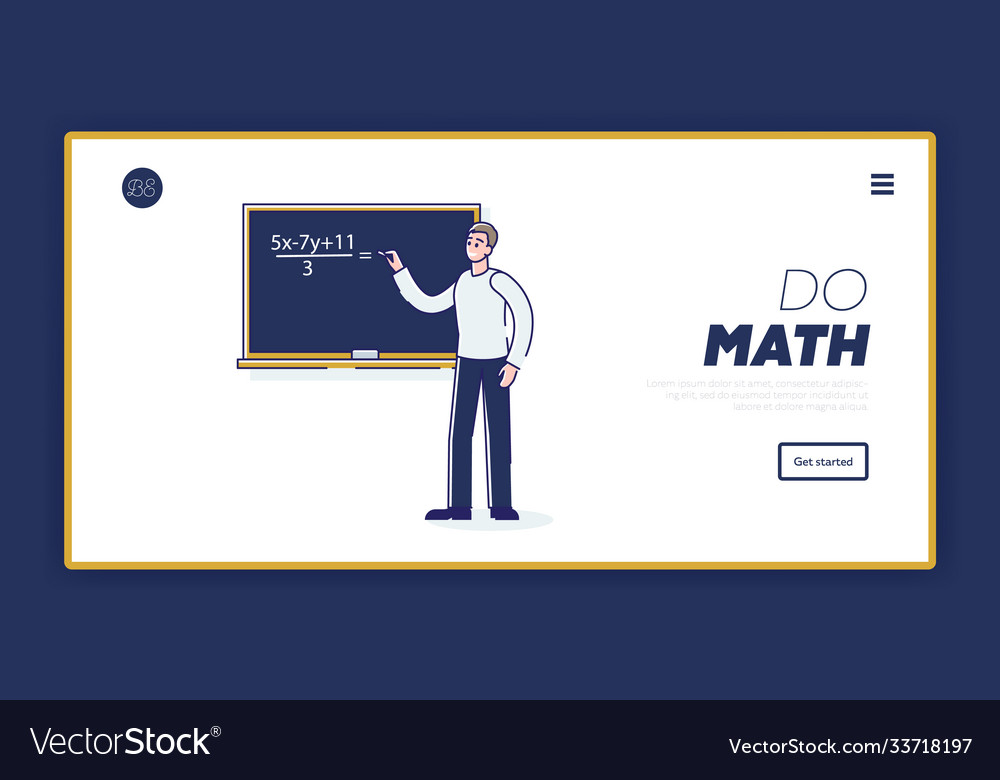 Math lesson or tutorial website landing page