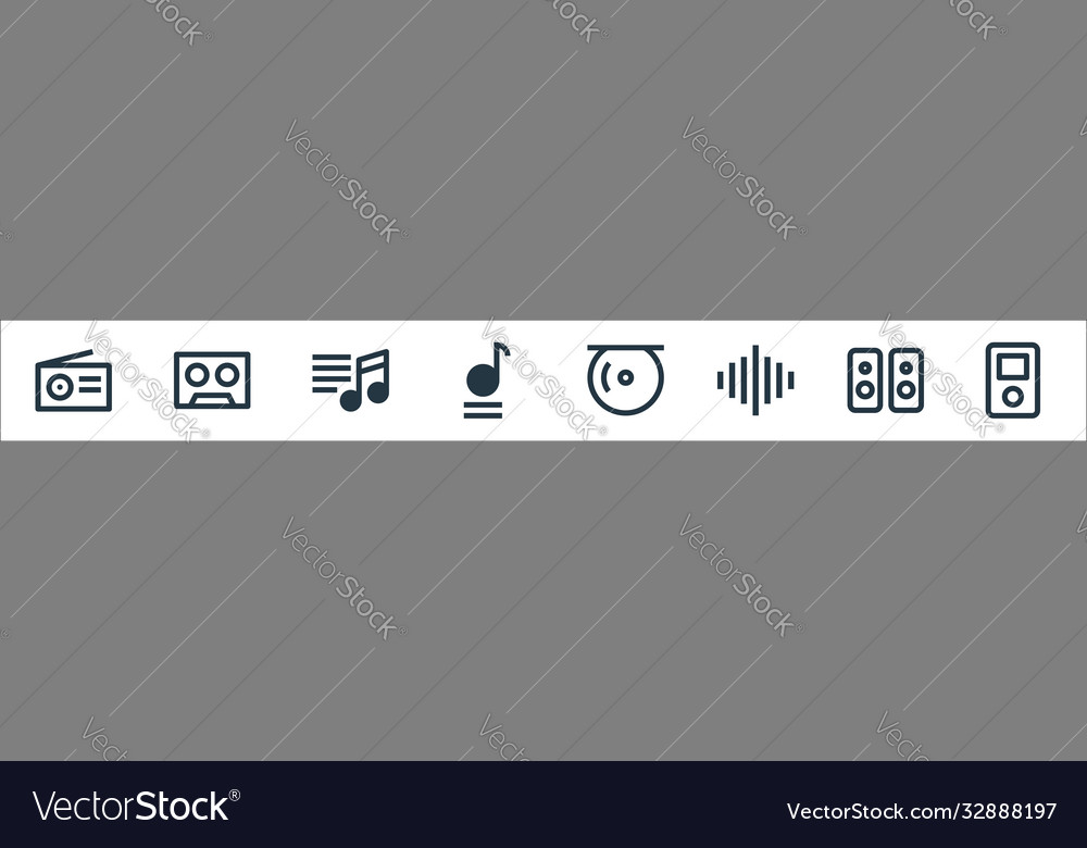Music player interface line icons linear set vector image Music player interface line icons linear set