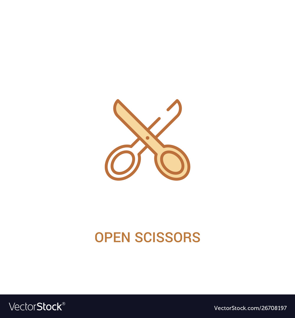 Open scissors concept 2 colored icon simple line vector image Open scissors concept 2 colored icon simple line