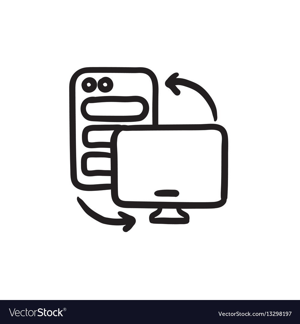 Personal computer set sketch icon