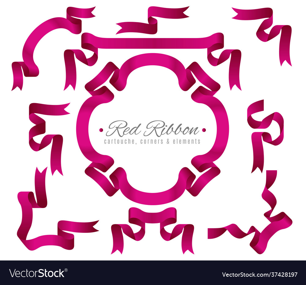 Red ribbon set with gradient collection